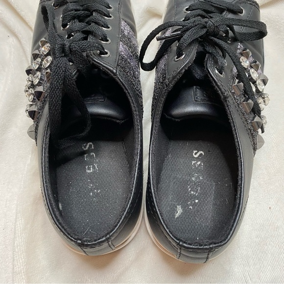 Guess Gally Black Silver Glitter Rhinestone Sneaker - Picture 3 of 12